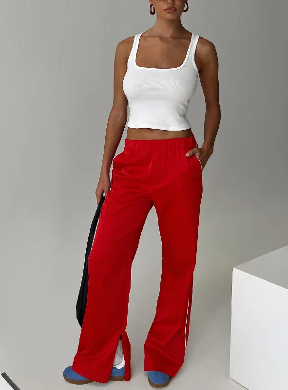 Women's Outdoor Attire Travalta Satin Track Pant Red