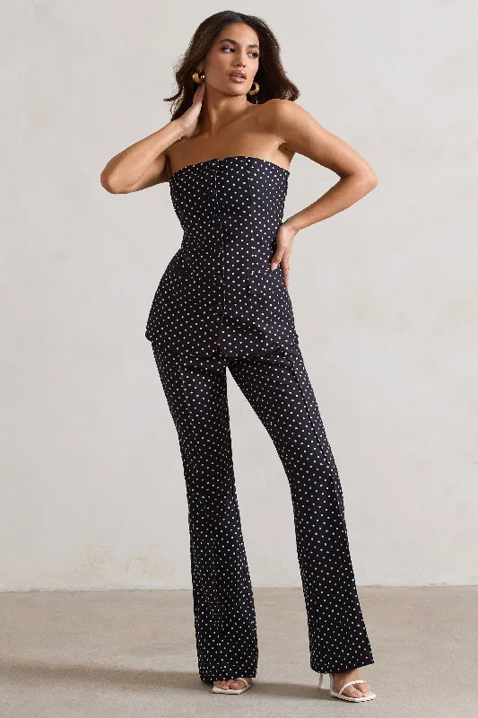 Women's Resort Garments Kehlani | Black Polka Dot High Waist Wide Leg Trousers