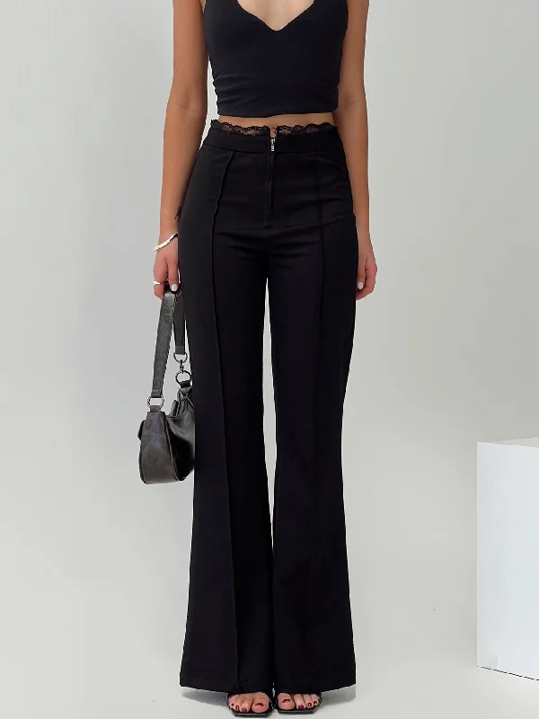 Women's Weekend Outfit Stellina Slim Fit Flared Pants Black