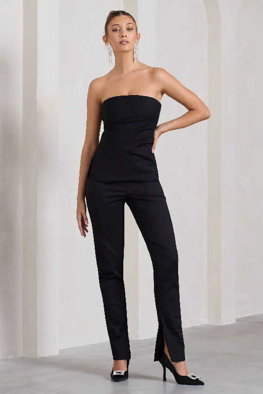 Women's Vacation Garments Walk That Walk | Black High-Waisted Flared-Leg Trousers