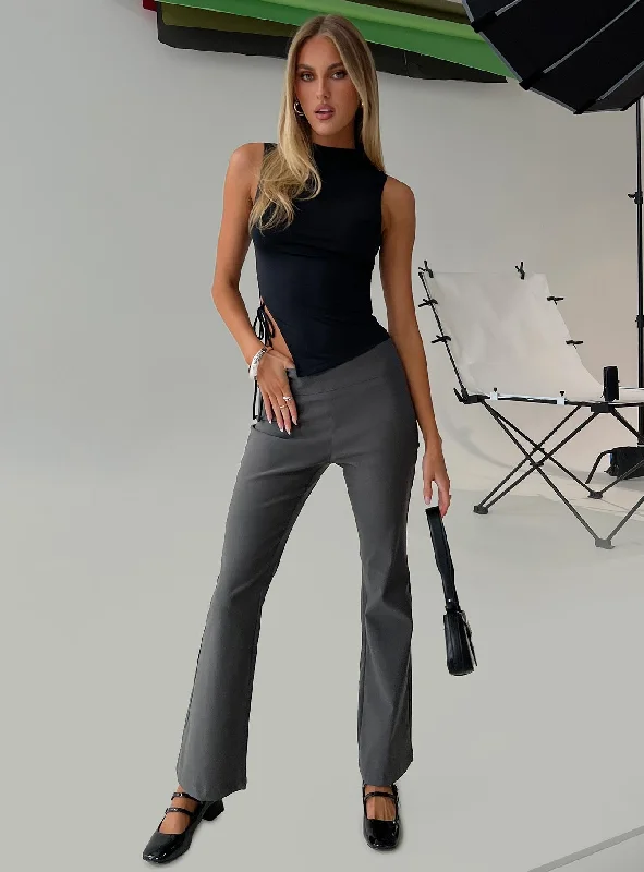 Women's Effortless Casual Outfit Everyday Flared Pants Slate Grey