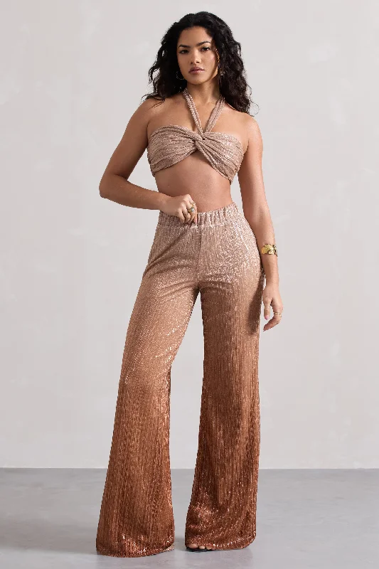 Women's Attire Connection | Gold Metallic Ombre Trousers