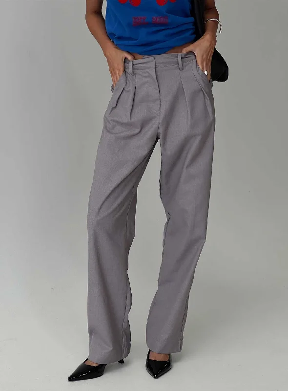 Modern Women's Attire Expertise Low Rise Pleat Pant Grey