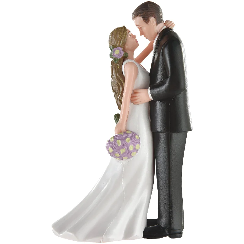 Women's Stylish Vacation Attire Cake Topper - Bride & Groom Bouquet 4.19 Po