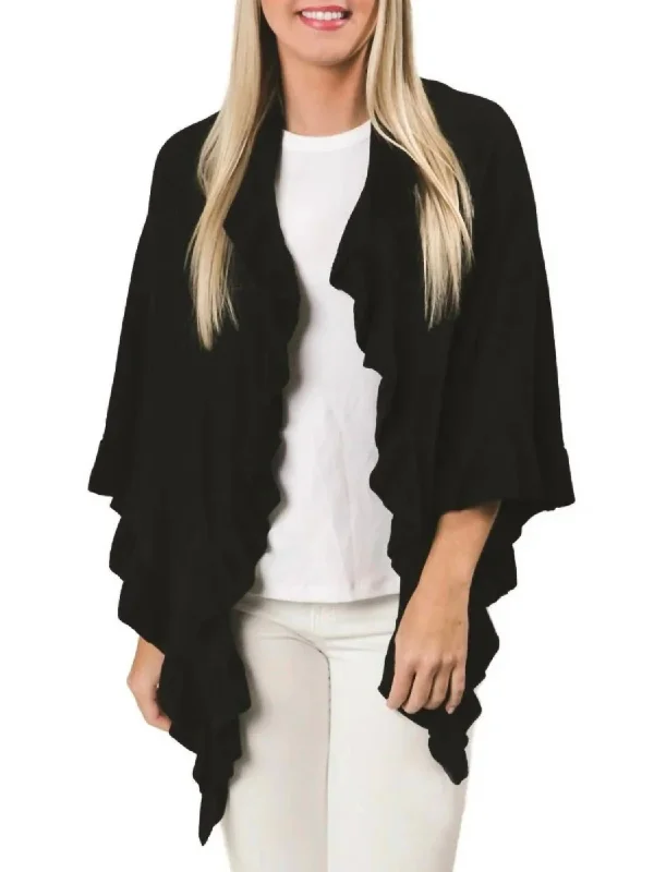 Women's Evening Attire Ava Ruffle Wrap Poncho In Black