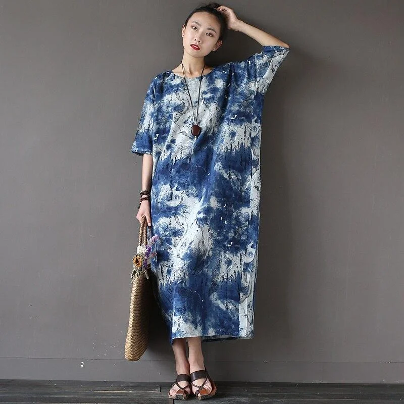 Women's Athletic Garments Tie Dye Ink Abstract Dress