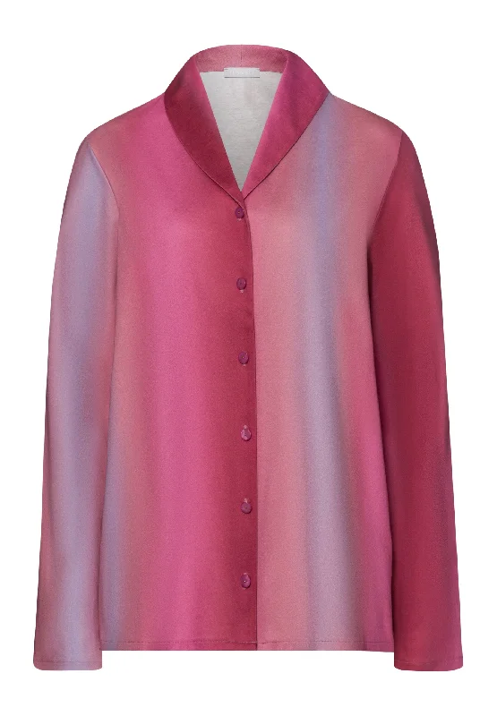 Chic Women's Outfit Loie Ombre Shawl Collar Cotton Shirt | Berry Ombre 74881-2161