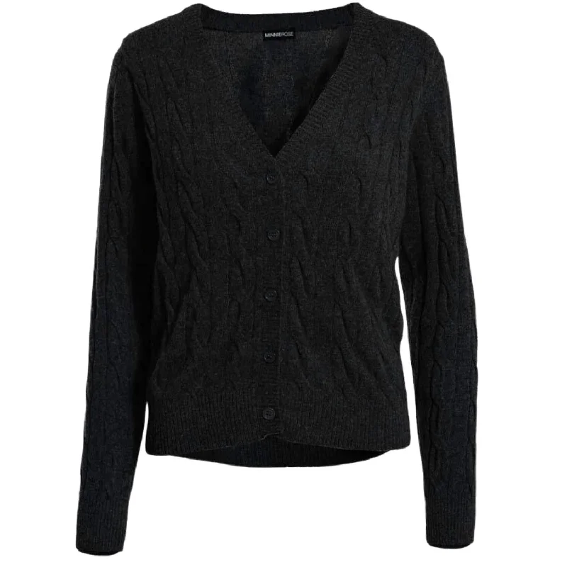 Casual Outfit For Women Cable Knit Cardigan In Black