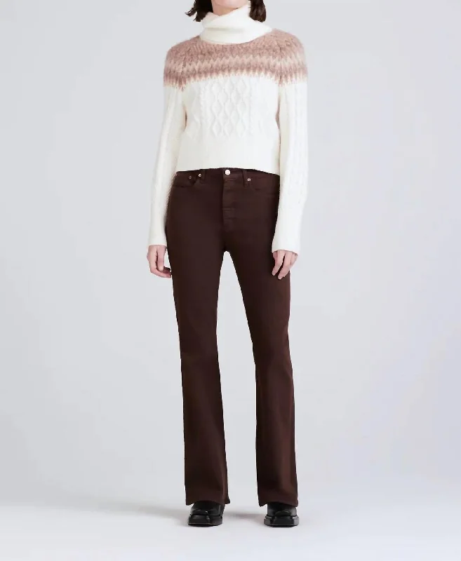 Women's Seasonal Garments Marcella Cable Knit And Fair Isle Turtleneck Sweater In Ivory