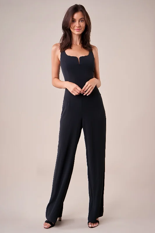 Women's Elegant Garments Pin Up Notch Square Neck Jumpsuit