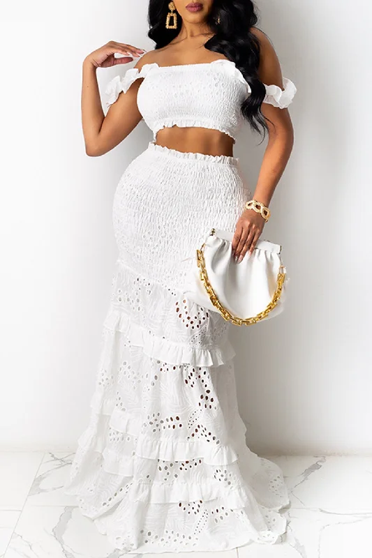 Women's Charming Outfit For Events Lace Fishtail Dress Suit