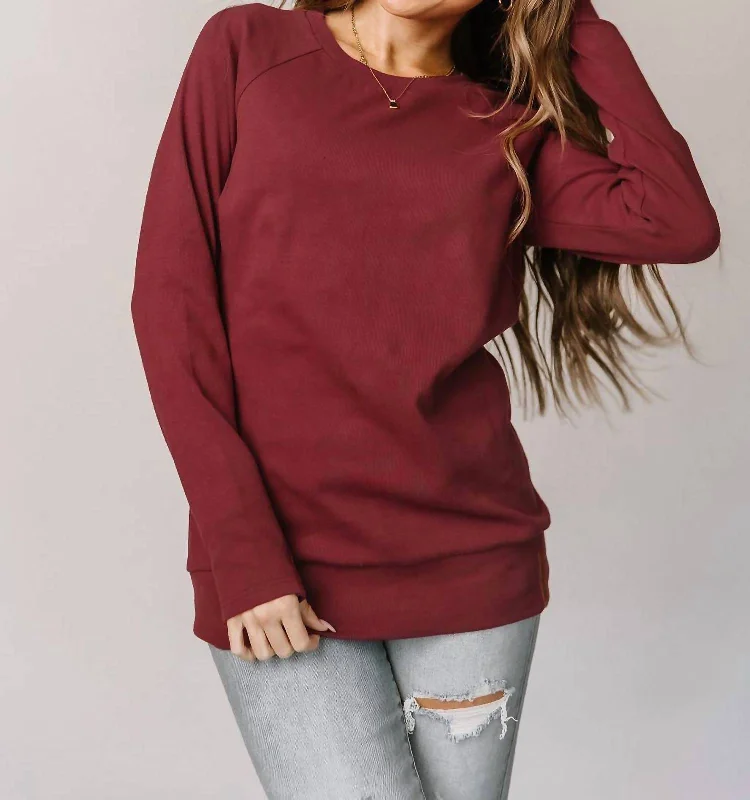 Women's Clothing Outfit Set Classic Pullover In Cranberry