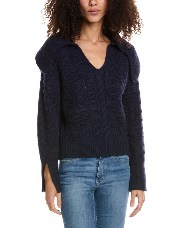 Women's Luxury Attire Seraphina Johnny Collar Wool-Blend Sweater