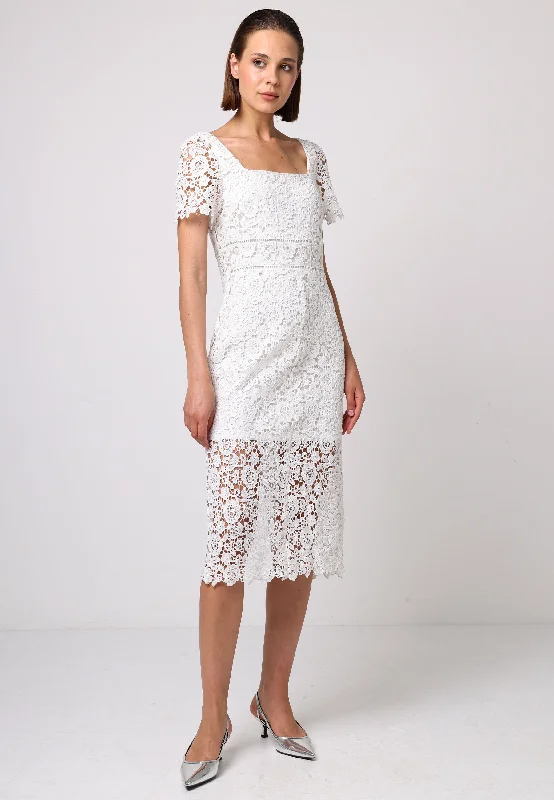 Women's High-Fashion Outfit Bodycon White Lace Dress