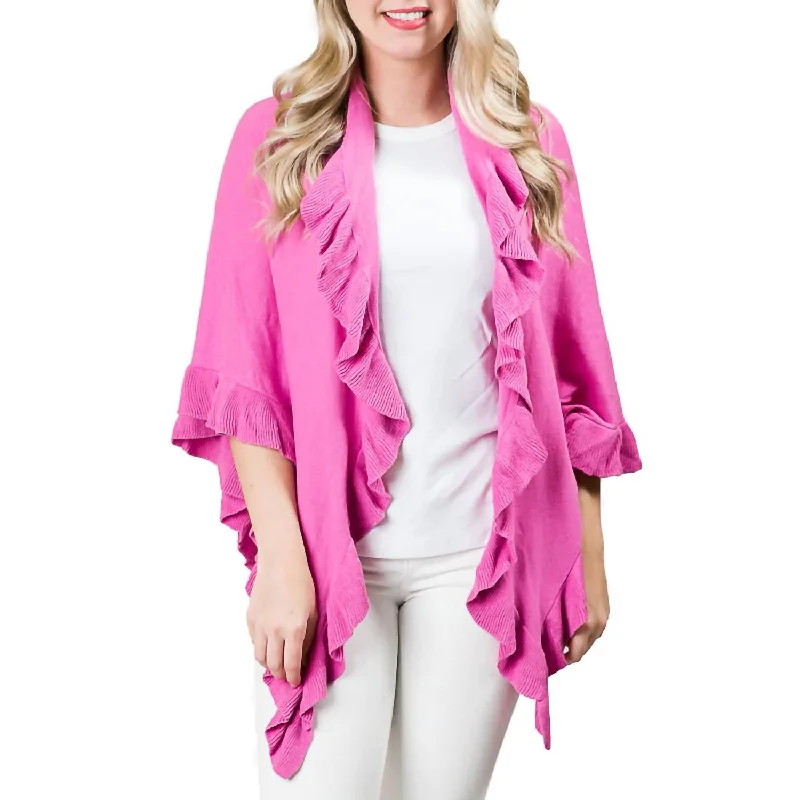 Women's Office Attire Ava Ruffle Wrap Poncho In Magenta