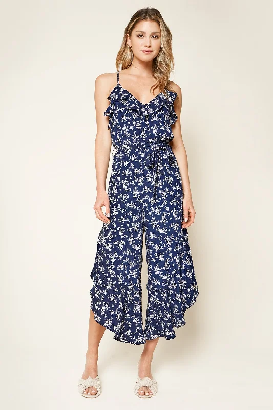 Women's Charming Outfit For Events Lea Floral Print Ruffled Jumpsuit