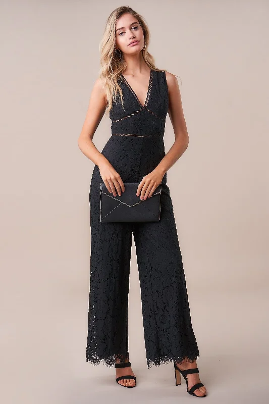 Women's Stylish Casual Garments Amor Lace Inset Jumpsuit