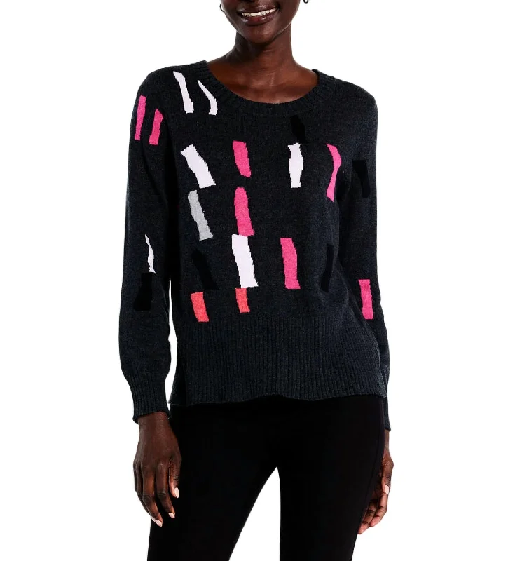 Women's Casual Wear Outfit Falling Frost Sweater In Pink Multi