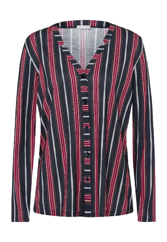 Women's Plus-Size Garments Sleep And Lounge Button Front Shirt | Marsala Stripe 77934-2984