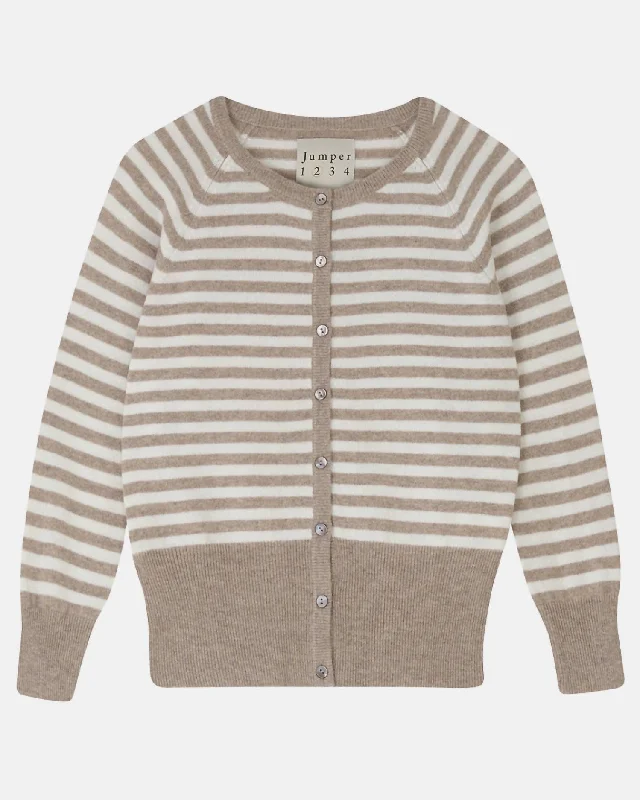 Women's Vintage Attire Women's Stripe Shrunken Cardigan In Light Brown