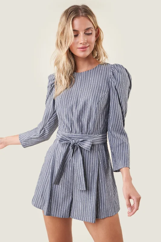 Comfortable Women's Attire Charlie Striped Open Back Romper