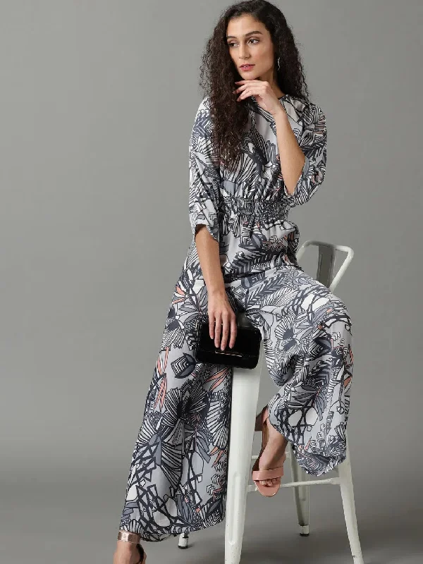 Women's Professional Garments Women's Blue Printed Jumpsuit-AE-15835-Blue