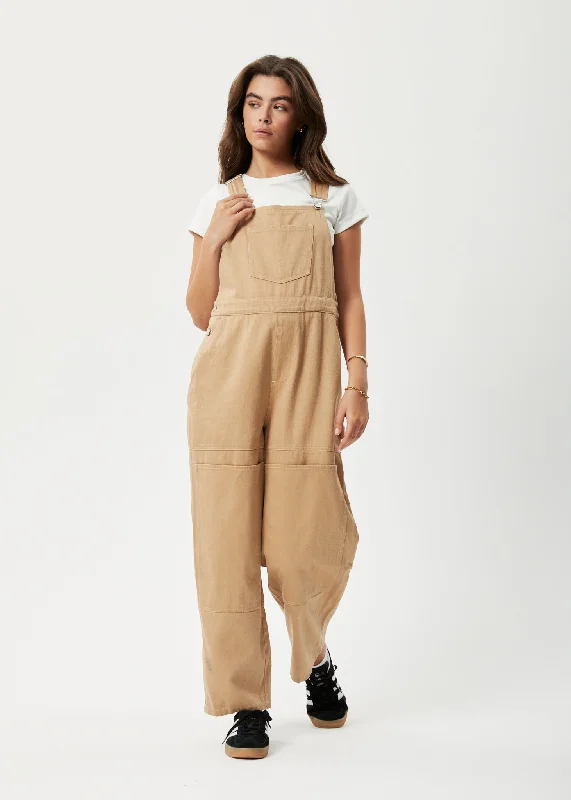 Affordable Women's Attire AFENDS Womens Sleepy Hollow Louis - Twill Baggy Overalls - Tan