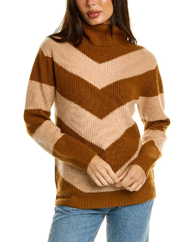 Women's Chic Outerwear Garments Magaschoni Mock Neck Mitered Rib Cashmere Sweater