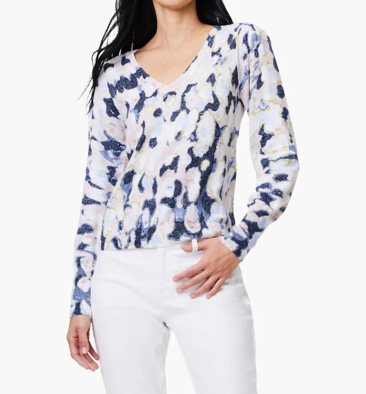 Women's Formal Event Outfit Rolling Clouds Sweater In Blue Multi