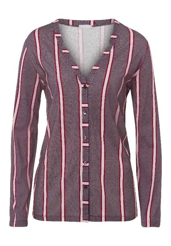 Elegant Women's Evening Garments Sleep And Lounge Button Front Shirt | Sleek Stripe 77934-2934