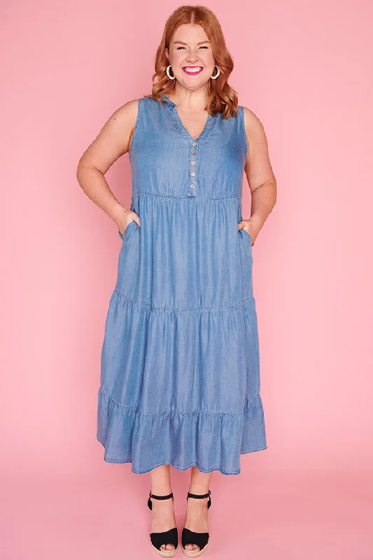 Women's Professional Attire Frannie Chambray Dress