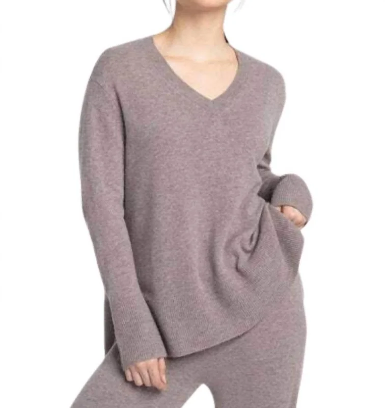 Stylish Women's Garments V Neck Sweater In Plum