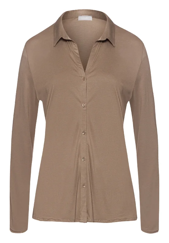 Women's Comfortable Lounge Outfit Grand Central TENCEL™ and Silk Shirt | Taupe 77305-2847