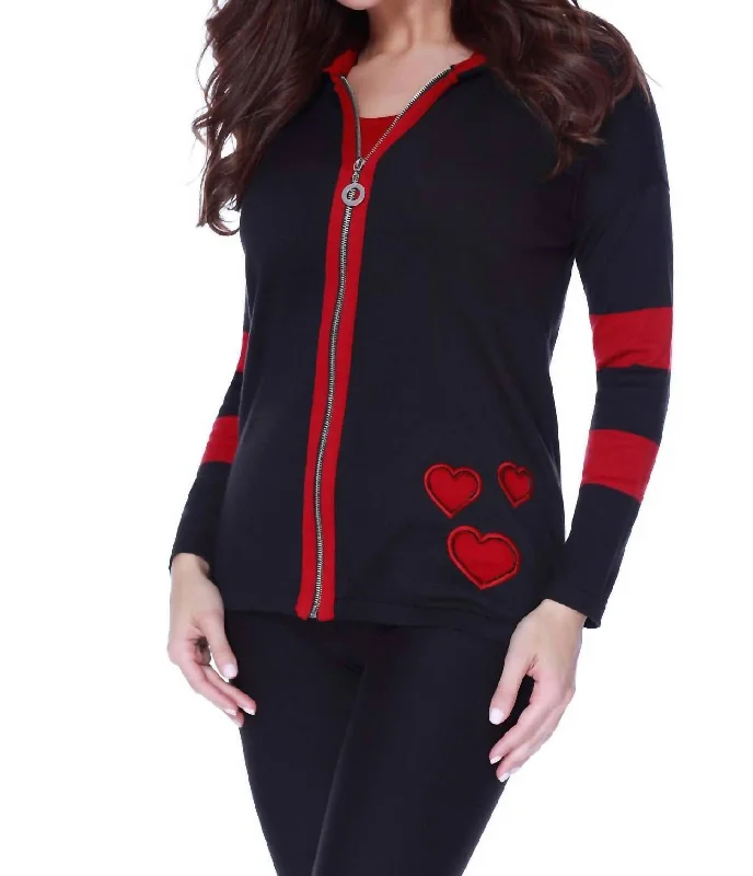 Affordable Women's Attire Falling In Love Cardigan In Red/black