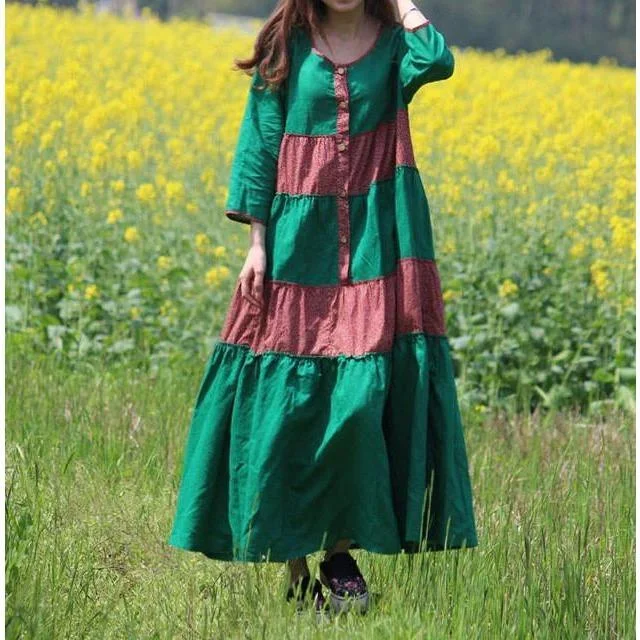 Women's Stylish Professional Garments Franfreluche Bohemian Hippie Dress