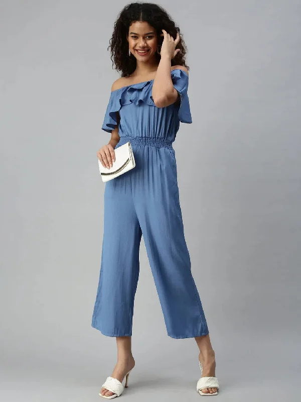 Affordable Luxury Women's Garments Women's Blue Solid Jumpsuit-AE-9927-Blue