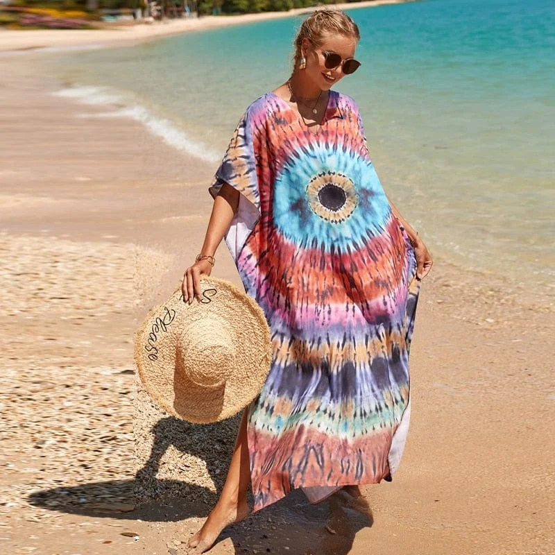 Women's Holiday Attire Ajna Chakra Eye Tie-Dye Dress