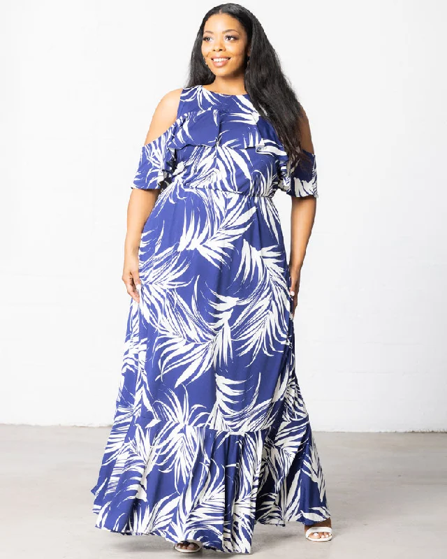 Navy Palm Print