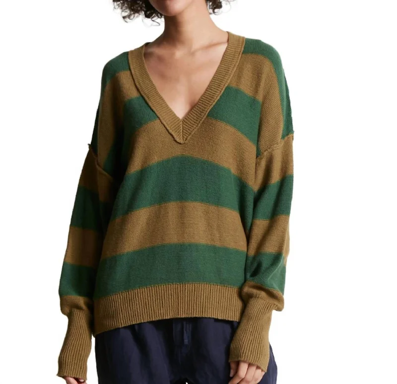 Women's Holiday Attire Gracie Sweater In Juniper/camo Stripe