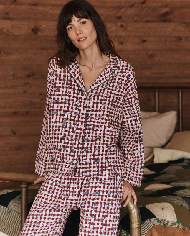 Women's Vintage-Inspired Outfit The Pajama Shirt. -- Bordeaux Plaid