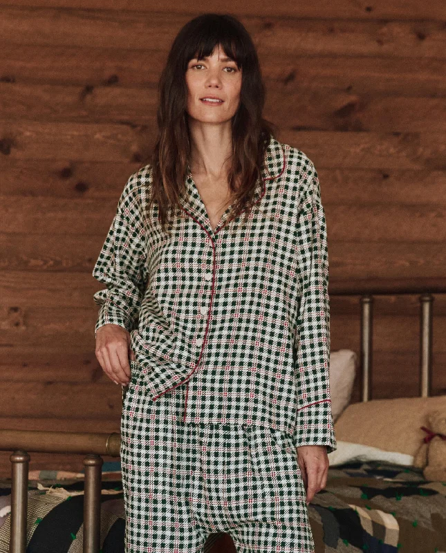 Women's Effortless Casual Outfit The Pajama Shirt. -- Winter Pine Plaid