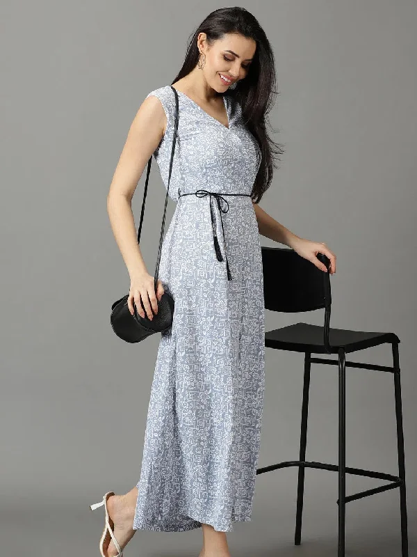 Women's Clothes And Garments Women's Blue Printed Jumpsuit-AE-15815-Blue