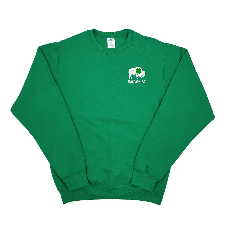 Women's Athletic Outfit Bison With Shamrock Buffalo, NY Kelly Green Crewneck