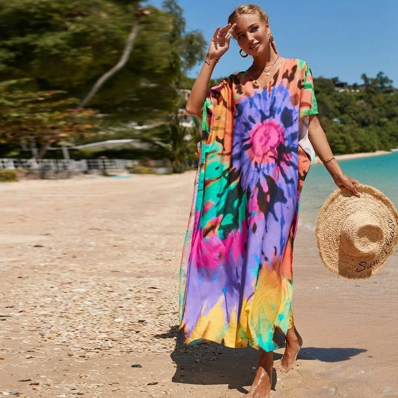 Women's Stylish Professional Garments Woodstock Tie Dye Beach Dress