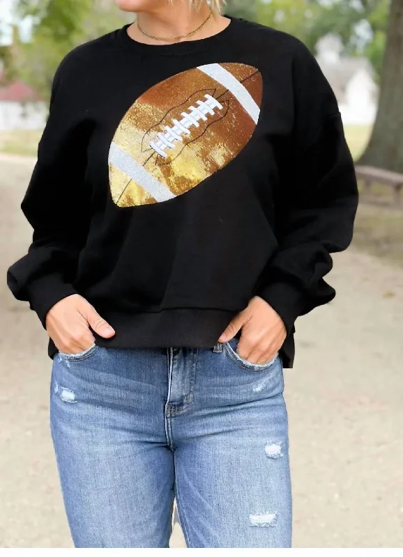 Women's Elegant Evening Attire Football Sweat Shirt In Black