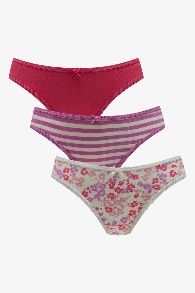 Women's Apparel And Garments 3 Pack Floral Bikini Panties Pink