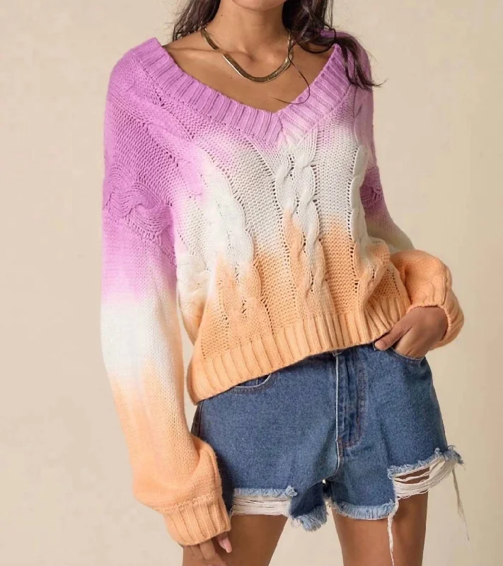 Women's Seasonal Garments Tie Dye Sweater In Purple/white/coral