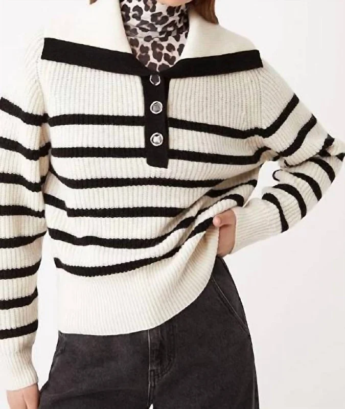 Women's Work Outfit For The Office Patski Striped Pullover In White