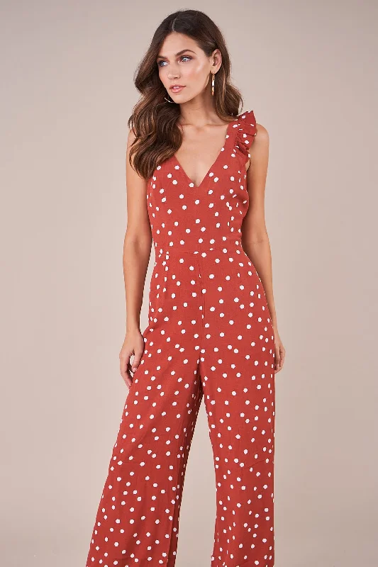 Women's Activewear Garments Hot In The City Polka Dot Wide Leg Jumpsuit