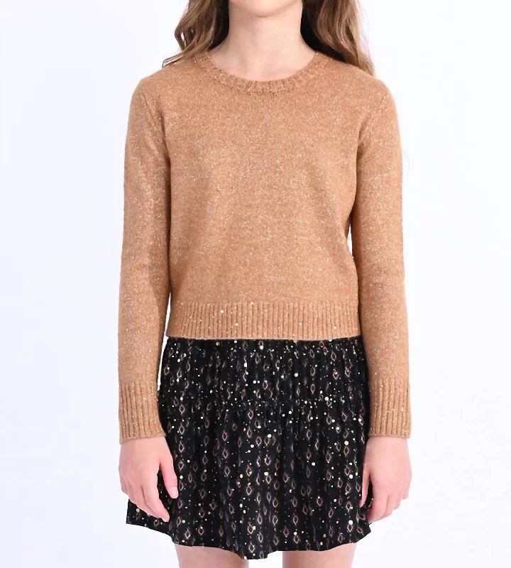 Women's Effortless Casual Outfit Knit Sweater In Camel